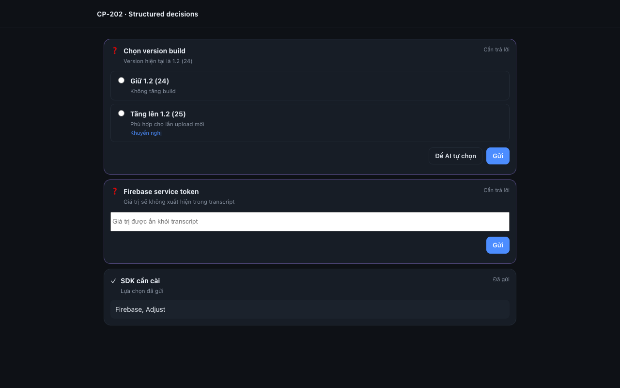 Các thẻ quyết định có cấu trúc trong CodePanel